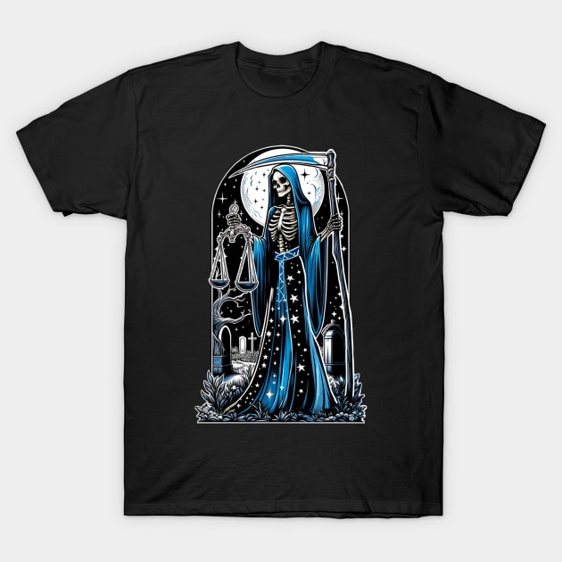 Santa Muerte Azul T-Shirt by tracydixon